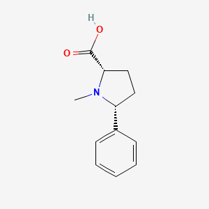 Chemical structure of (2S,5R)-1-Methyl-5-phenylpyrrolidine-2-carboxylic acid