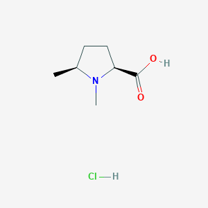 Chemical structure of (2S,5S)-1,5-Dimethylpyrrolidine-2-carboxylic acid hydrochloride