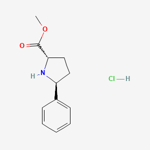 Chemical structure of (2S,5S)-Methyl 5-phenylpyrrolidine-2-carboxylate hydrochloride