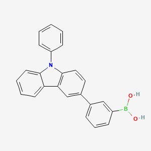 Chemical structure of 3-(9-phenyl-9H-carbazol-3-yl)phenylboronic acid