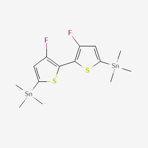Chemical structure of (3,3'-Difluoro-[2,2'-bithiophene]-5,5'-diyl)bis(trimethylstannane)