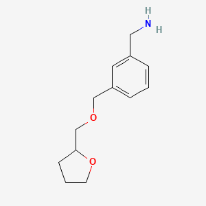 Chemical structure of (3-{[(oxolan-2-yl)methoxy]methyl}phenyl)methanamine