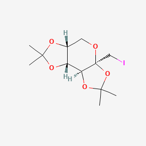 Chemical structure of (3AR,5aR,8aR,8bS)-3a-(iodomethyl)-2,2,7,7-tetramethyltetrahydro-5H-bis([1,3]dioxolo)[4,5-b:4',5'-d]pyran