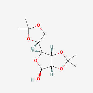 Chemical structure of (3aS,4S,6R,6aS)-6-((R)-2,2-Dimethyl-1,3-dioxolan-4-yl)-2,2-dimethyltetrahydrofuro[3,4-d][1,3]dioxol-4-ol