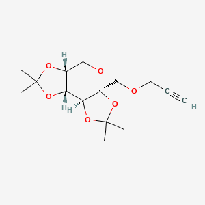 Chemical structure of (3AS,5aR,8aR,8bS)-2,2,7,7-tetramethyl-3a-((prop-2-yn-1-yloxy)methyl)tetrahydro-5H-bis([1,3]dioxolo)[4,5-b:4',5'-d]pyran