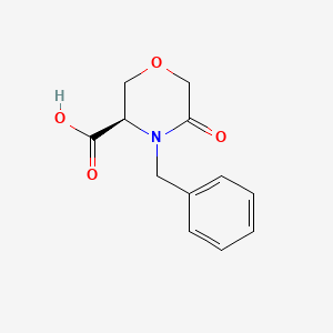 Chemical structure of (R)-4-Benzyl-5-oxo-3-morpholinecarboxylic Acid