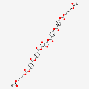 Chemical structure of (3R,3aR,6S,6aR)-Hexahydrofuro[3,2-b]furan-3,6-diyl bis(4-((4-(((4-(acryloyloxy)butoxy)carbonyl)oxy)benzoyl)oxy)benzoate)