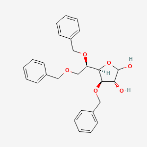 Chemical structure of (3R,4R,5R)-1-benzyl-4-(benzyloxy)-5-((R)-2-(benzyloxy)-1-hydroxyethyl)tetrahydro-1H-1lambda3-furan-2,3-diol