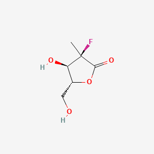 Chemical structure of (3R,4R,5R)-3-fluoro-4-hydroxy-5-(hydroxymethyl)-3-methyldihydrofuran-2(3H)-one