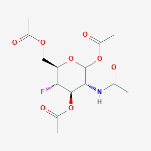 Chemical structure of (3R,4R,5S,6R)-3-acetamido-6-(acetoxymethyl)-5-fluorotetrahydro-2H-pyran-2,4-diyl diacetate