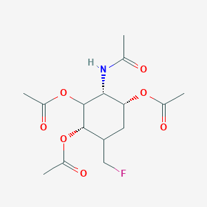 Chemical structure of (3R,4R,5S,6S)-3-acetamido-6-(fluoromethyl)tetrahydro-2H-pyran-2,4,5-triyl triacetate
