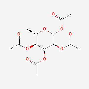 Chemical structure of L-Mannopyranose, 6-deoxy-, tetraacetate