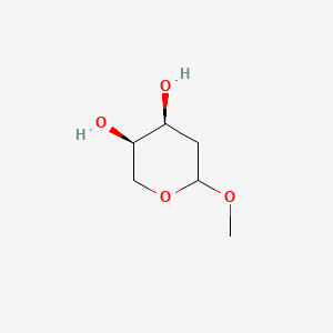 Chemical structure of (3R,4S)-6-methoxytetrahydro-2H-pyran-3,4-diol