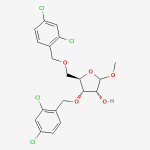 Chemical structure of Methyl 3,5-di-O-(2,4-dichlorobenzyl)-D-ribofuranoside
