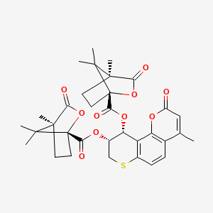 Chemical structure of (3R,4S,5R,6R)-6-(acetoxymethyl)-2-methoxy-2-(4-methyl-3-((5-phenylthiophen-2-yl)methyl)phenyl)tetrahydro-2H-pyran-3,4,5-triyltriacetate
