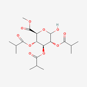 Chemical structure of Methyl 2,3,4-Tri-O-isobutyryl-D-glucopyranuronate