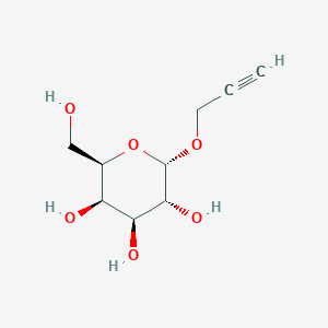 Chemical structure of (3R,4S,6S)-2-(hydroxymethyl)-6-(prop-2-yn-1-yloxy)tetrahydro-2H-pyran-3,4,5-triol