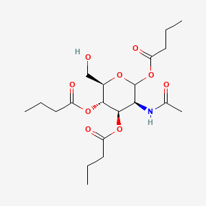 Chemical structure of (3S,4R,5S,6R)-3-acetamido-6-(hydroxymethyl)tetrahydro-2H-pyran-2,4,5-triyl tributyrate