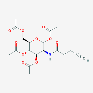 Chemical structure of Ac4ManNAl (N-(4-pentynoyl)-mannosamine-tetraacylated)