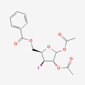 Chemical structure of (3S,4S,5R)-5-((Benzoyloxy)methyl)-4-fluorotetrahydrofuran-2,3-diyl diacetate