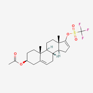 Chemical structure of (3S,8R,9S,10R,13S,14S)-10,13-dimethyl-17-(trifluoromethylsulfonyloxy)-2,3,4,7,8,9,10,11,12,13,14,15-dodecahydro-1H-cyclopenta[a]phenanthren-3-yl acetate