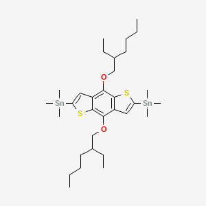 Chemical structure of (4,8-Bis((2-ethylhexyl)oxy)benzo[1,2-b:4,5-b']dithiophene-2,6-diyl)bis(trimethylstannane)