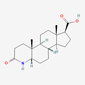 Chemical structure of (4aR,4bS,6aS,7S,9aS,9bS,11aS)-4a,6a-dimethyl-2-oxohexadecahydro-1H-indeno[5,4-f]quinoline-7-carboxylic acid