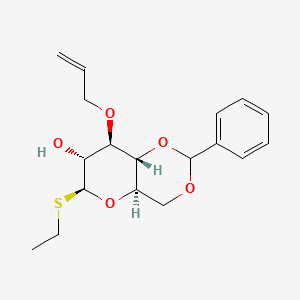 Chemical structure of (4AR,6S,7R,8R,8aR)-8-(allyloxy)-6-(ethylthio)-2-phenylhexahydropyrano[3,2-d][1,3]dioxin-7-ol