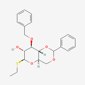 Chemical structure of (4AR,6S,7R,8R,8aR)-8-(benzyloxy)-6-(ethylthio)-2-phenylhexahydropyrano[3,2-d][1,3]dioxin-7-ol