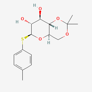 Chemical structure of (4AR,6S,7R,8R,8aS)-2,2-dimethyl-6-(p-tolylthio)hexahydropyrano[3,2-d][1,3]dioxine-7,8-diol
