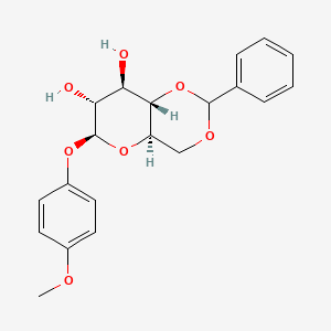 Chemical structure of 4-Methoxyphenyl 4,6-o-benzylidene-beta-d-glucopyranoside