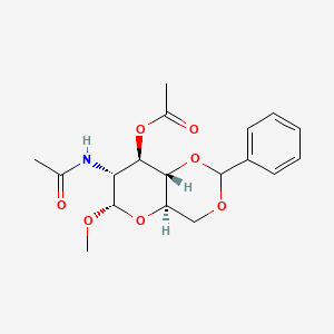 Chemical structure of (4AR,6S,7R,8R,8aS)-7-acetamido-6-methoxy-2-phenylhexahydropyrano[3,2-d][1,3]dioxin-8-yl acetate