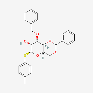 Chemical structure of (4AR,6S,7R,8R,8aS)-8-(benzyloxy)-2-phenyl-6-(p-tolylthio)hexahydropyrano[3,2-d][1,3]dioxin-7-ol