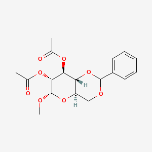 Chemical structure of Methyl 2,3-di-O-acetyl-4,6-O-benzylidenehexopyranoside