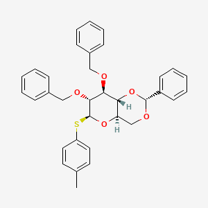 Chemical structure of (4AR,6S,7R,8S,8aR)-7,8-bis(benzyloxy)-2-phenyl-6-(p-tolylthio)hexahydropyrano[3,2-d][1,3]dioxine