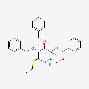 Chemical structure of (4AR,6S,7R,8S,8aS)-7,8-bis(benzyloxy)-6-(ethylthio)-2-phenylhexahydropyrano[3,2-d][1,3]dioxine
