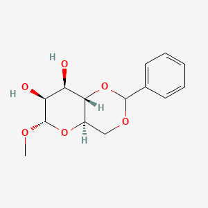 Chemical structure of (4AR,6S,7S,8R,8aS)-6-methoxy-2-phenylhexahydropyrano[3,2-d][1,3]dioxine-7,8-diol