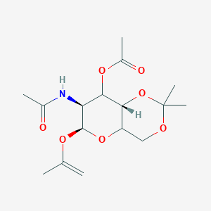 Chemical structure of (4AR,7R,8R,8aS)-7-acetamido-2,2-dimethylhexahydropyrano[3,2-d][1,3]dioxine-6,8-diyl diacetate
