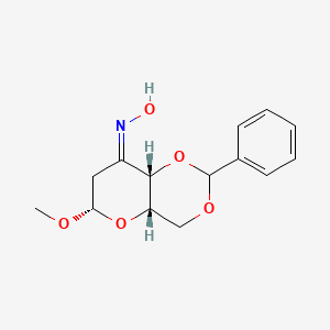 Chemical structure of (4AS,6S,8aS,Z)-6-methoxy-2-phenyltetrahydropyrano[3,2-d][1,3]dioxin-8(4H)-one oxime