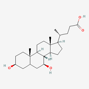 Chemical structure of (4R)-4-((3S,7S,8R,9S,10S,13R,14S,17R)-3,7-dihydroxy-10,13-dimethylhexadecahydro-1H-cyclopenta[a]phenanthren-17-yl)pentanoic acid