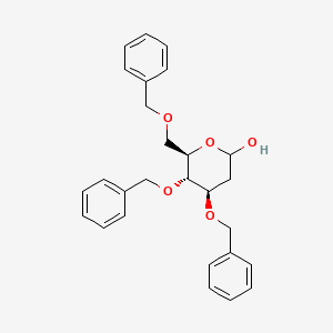 Chemical structure of 2-Deoxy-3,4,6-tris-O-(phenylmethyl)-D-arabino-hexopyranose
