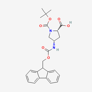 Chemical structure of (4S)-4-N-Fmoc-amino-1-Boc-L-proline