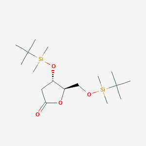 Chemical structure of (4S,5R)-4-[(tert-Butyldimethylsilyl)oxy]-5-{[(tert-butyldimethylsilyl)oxy]methyl}oxolan-2-one