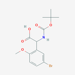 Chemical structure of (5-Bromo-2-methoxyphenyl)[(tert-butoxycarbonyl)amino]acetic acid