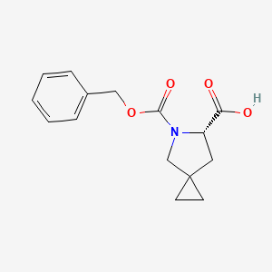 Chemical structure of (6S)-5-[(Benzyloxy)carbonyl]-5-azaspiro[2.4]heptane-6-carboxylic acid