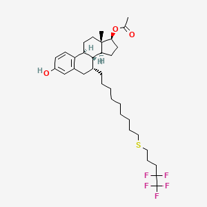 Chemical structure of (7a,17b)-7-(9-((4,4,5,5,5-Pentafluoropentyl)thio)nonyl)-estra-1,3,5(10)-triene-3,17-diol 17-acetate