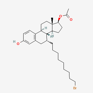Chemical structure of (7a,17b)-7-(9-Bromononyl)-estra-1,3,5(10)-triene-3,17-diol 17-acetate