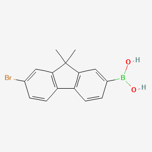 Chemical structure of (7-Bromo-9,9-dimethyl-9H-fluoren-2-yl)boronic Acid (contains varying amounts of Anhydride)