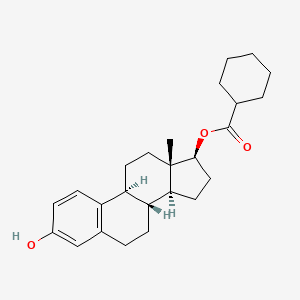 Chemical structure of (8R,9S,13S,14S,17S)-3-hydroxy-13-methyl-7,8,9,11,12,13,14,15,16,17-decahydro-6H-cyclopenta[a]phenanthren-17-yl cyclohexanecarboxylate