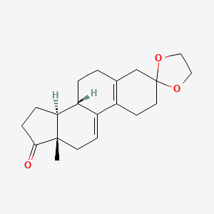 Chemical structure of (8S,13S,14S)-13-Methyl-1,2,6,7,8,12,13,14,15,16-decahydrospiro[cyclopenta[a]phenanthrene-3,2'-[1,3]dioxolan]-17(4H)-one